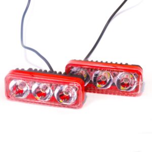 FARO BARRA 3 LED JGO. CON ESTROBO – Rojo