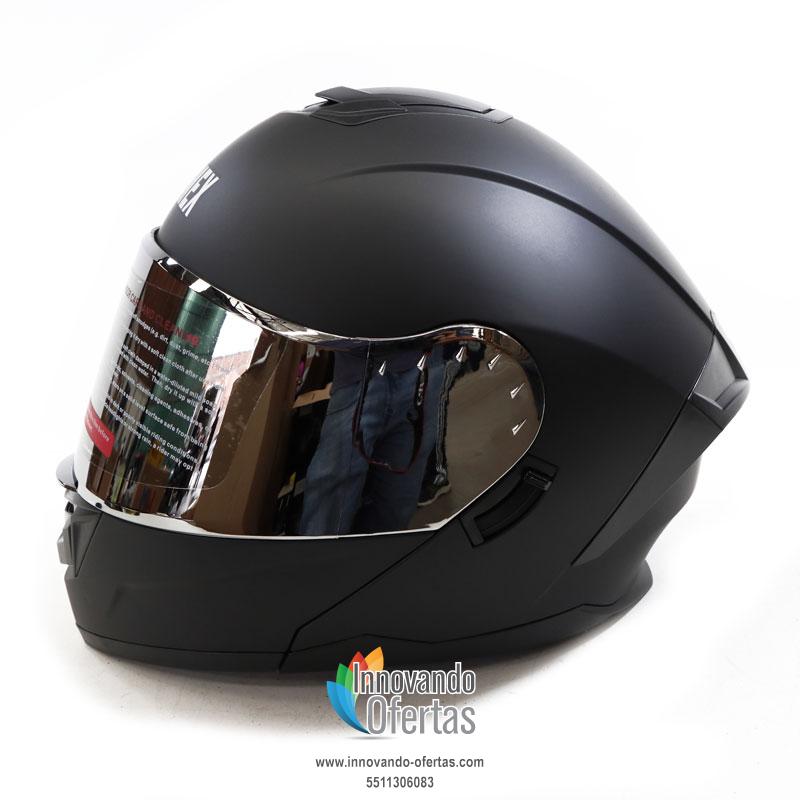 CASCO ABATIBLE CON MICA DE ESPEJO NEGRO MATE DOT ABATIBLE