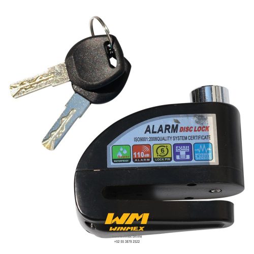 CANDADO DE DISCO CON ALARMA 110db NEGRO