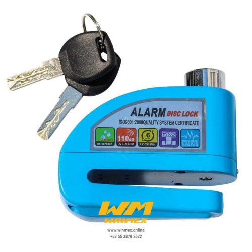 CANDADO DE DISCO CON ALARMA 110db AZUL