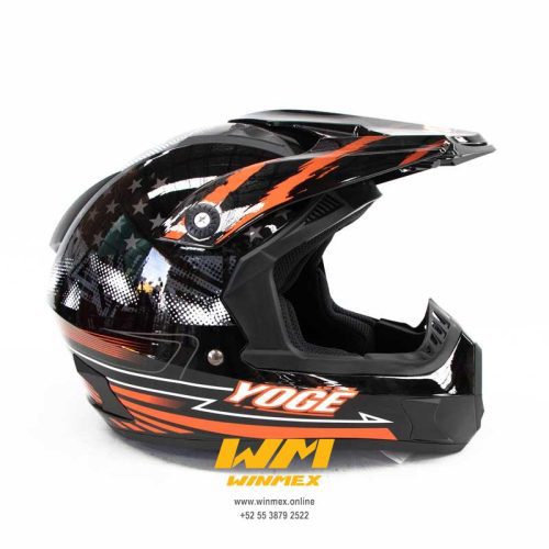CROSS DOBLE CERTIFICACION NEGRO / NARANJA CON ESTRELLAS CASCO CROSS YOGE TALLA L