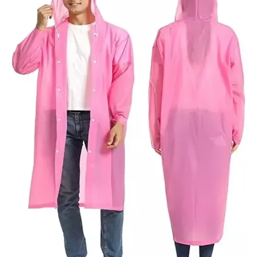 IMPERMEABLE CON GORRO ROSA