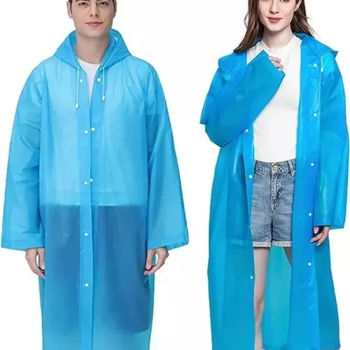 IMPERMEABLE CON GORRO AZUL