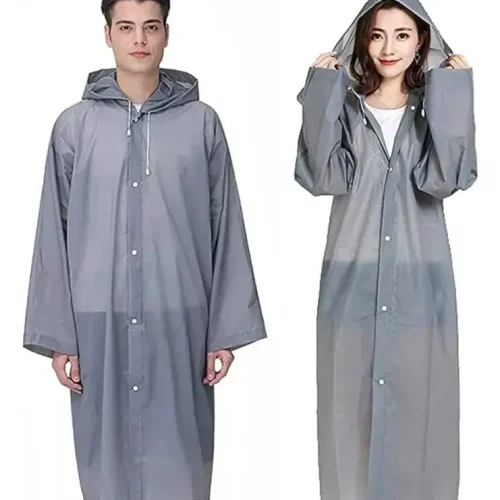IMPERMEABLE CON GORRO GRIS
