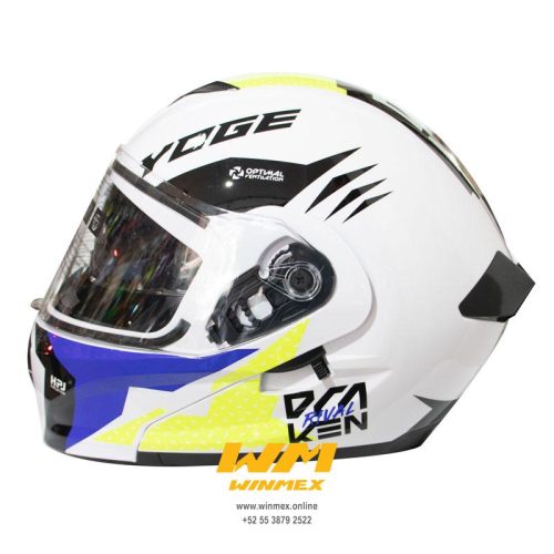 CASCO BLANCO VERDE DOBLE CERTIFICACION CASCO ABATIBLE YOGE