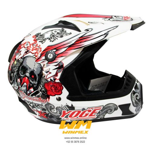 CASCO CROSS YOGE BLANCO / ROJO ALAS L