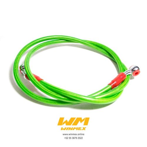 MANGUERA DELANTERA DE FRENO ACERADA UNIVERSAL 120mm. VERDE