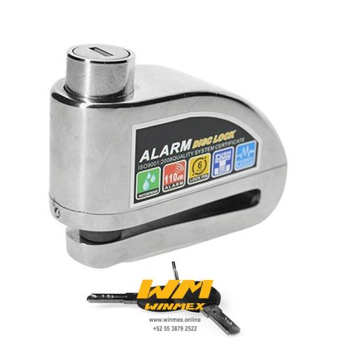 CANDADO DE DISCO CON ALARMA 110db PLATA