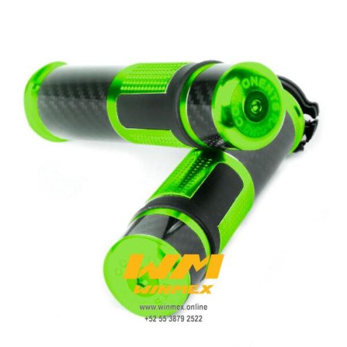 PU?OS CON FIBRA DE CARBONO CON TUBO MOBIL DOBLE CHICOTE VERDE
