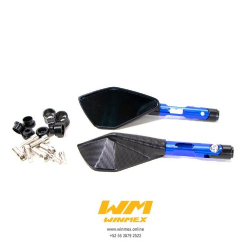 ESPEJOS UNIVERSALES CON ADAPTADOR 8mm: Y 10mm. MODELO M1 AZUL