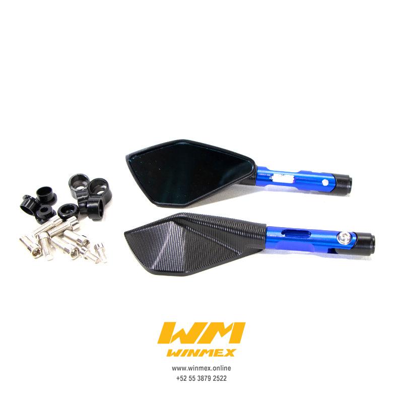 ESPEJOS UNIVERSALES CON ADAPTADOR 8mm: Y 10mm. MODELO M1 AZUL